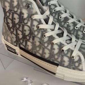 Light Gray Dior high top shoes with box and bag